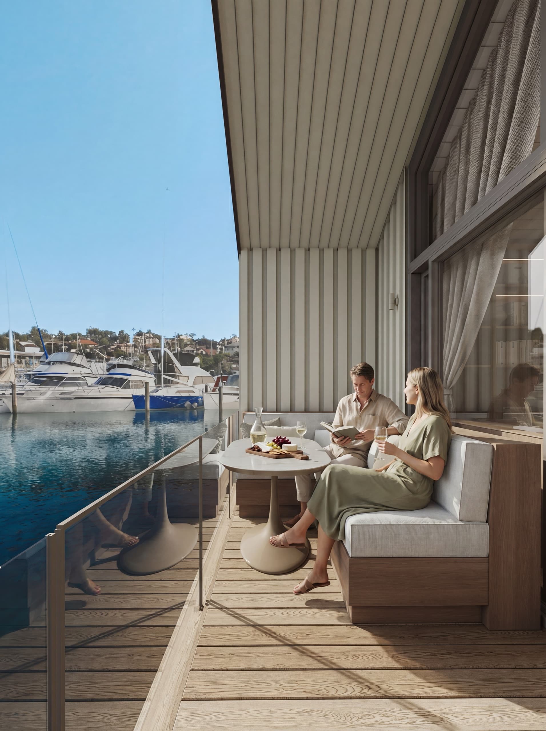 Deck overlooking the marina