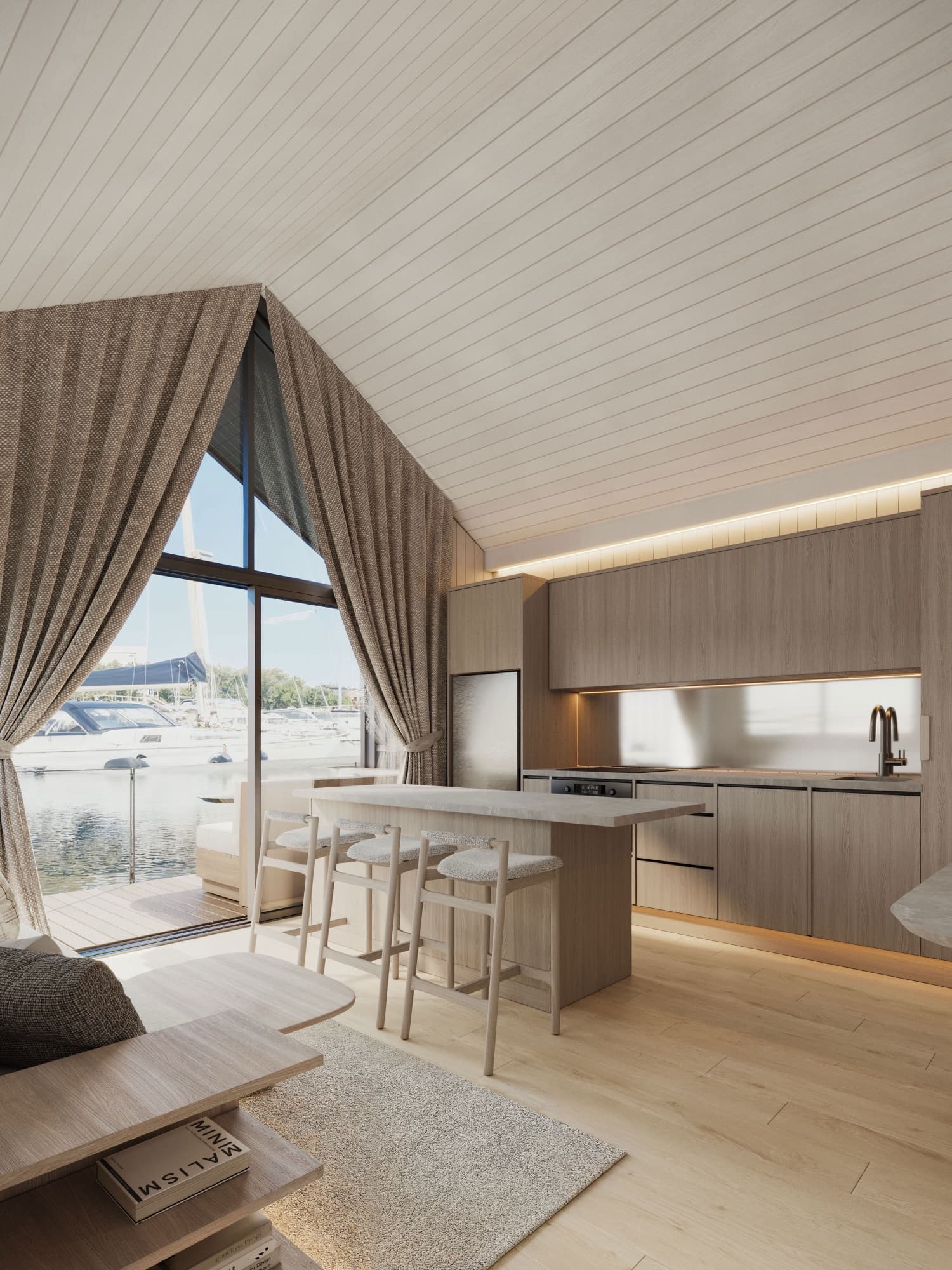 Dining area with linen tones