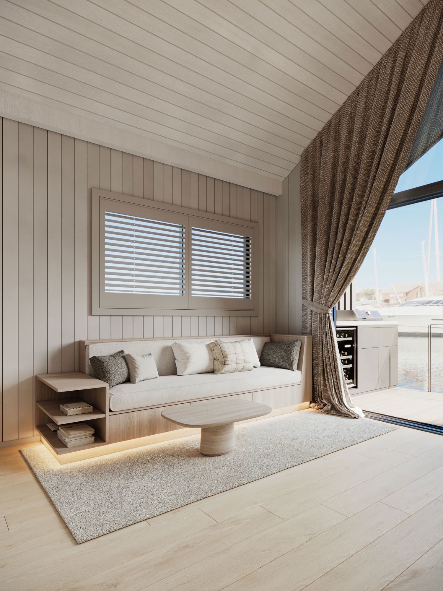 Living space with harbour outlook